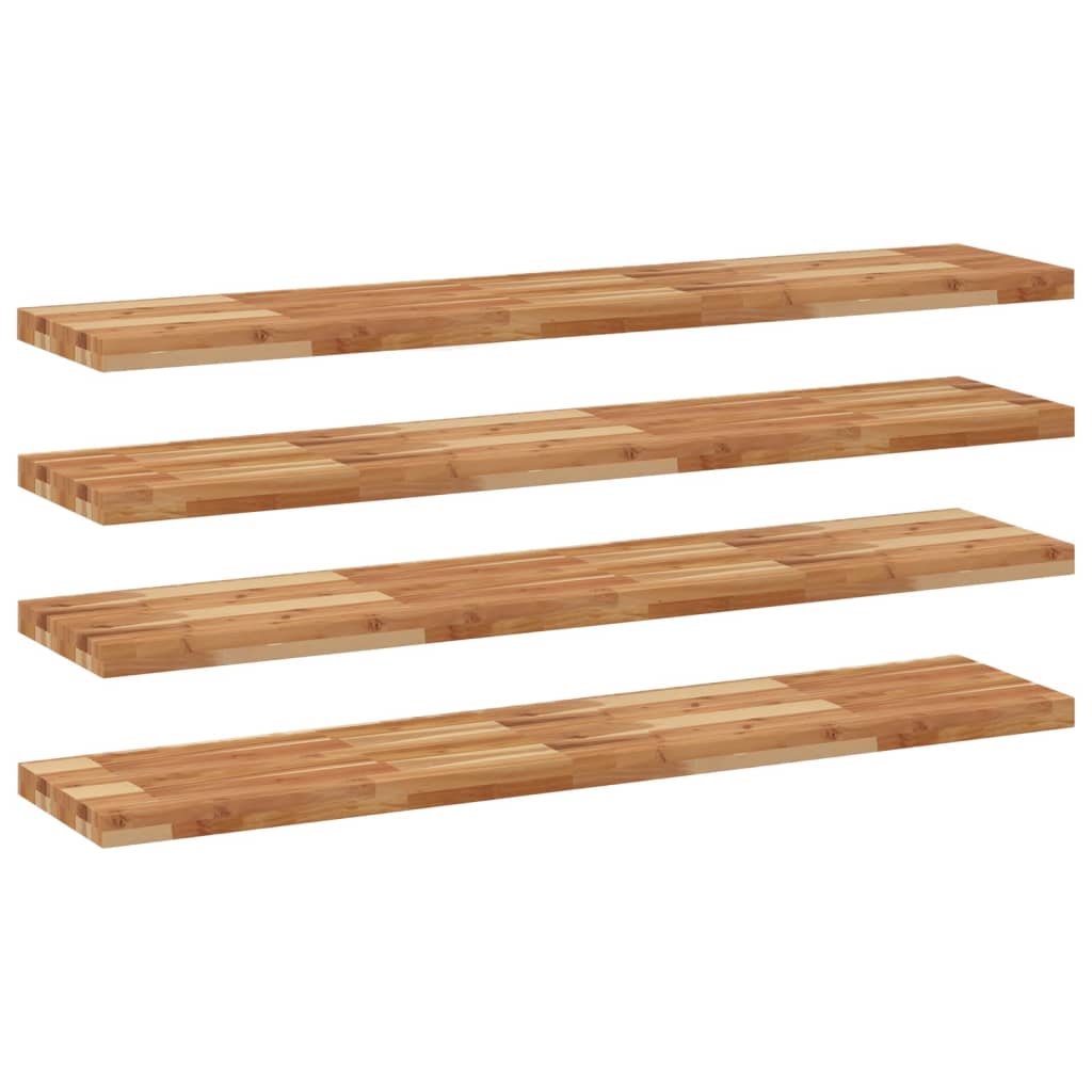 Wandschappen 4 st zwevend olieafwerking 120x30x4 cm acaciahout