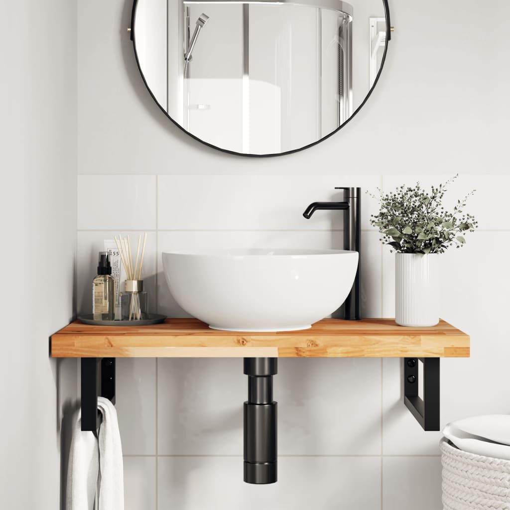 Wastafelblad met olieafwerking 80x40x4 cm massief acaciahout is nu te koop bij PeponiXL, paradijselijk wonen!