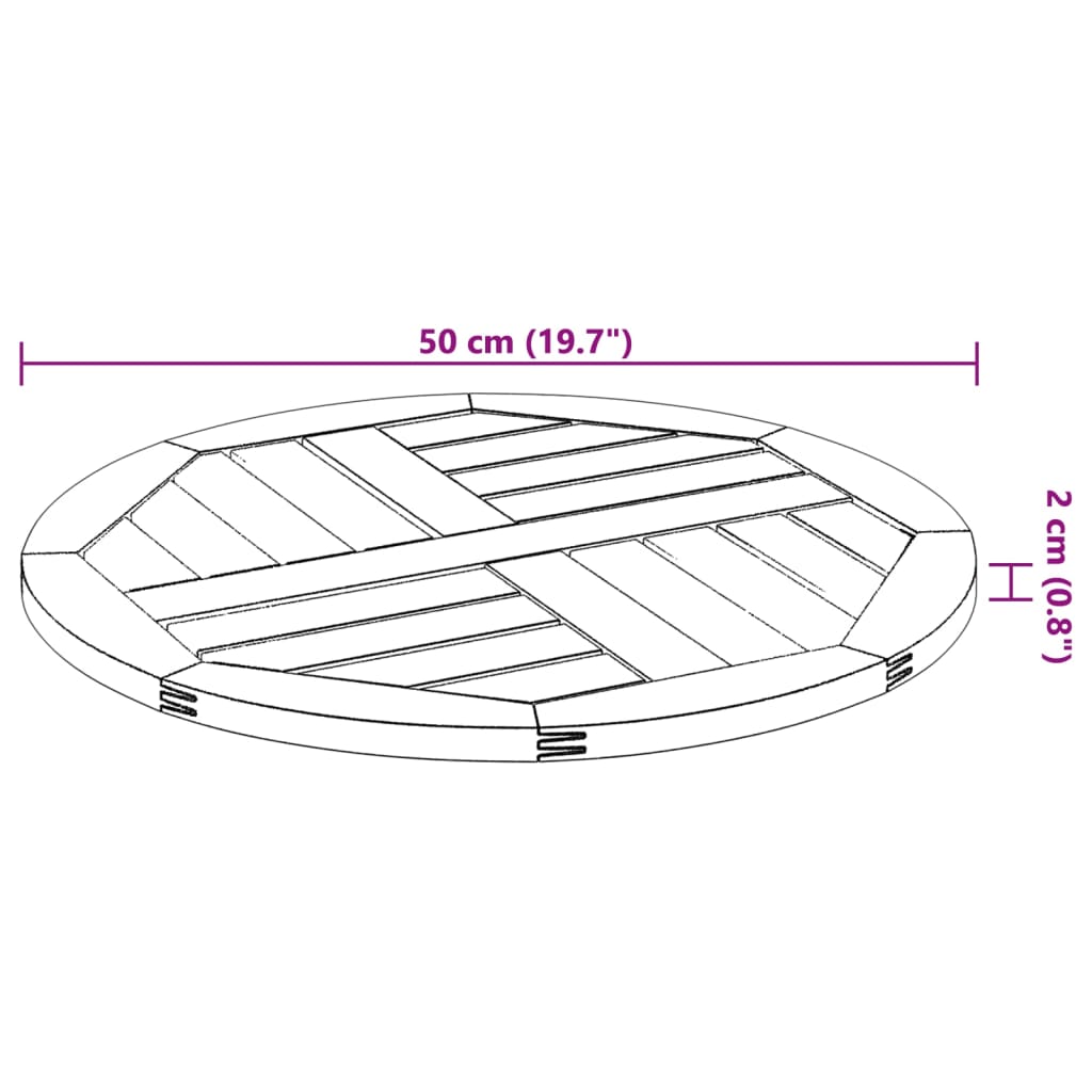 Tafelblad rond Ø 50x2 cm massief acaciahout is nu te koop bij PeponiXL, paradijselijk wonen!