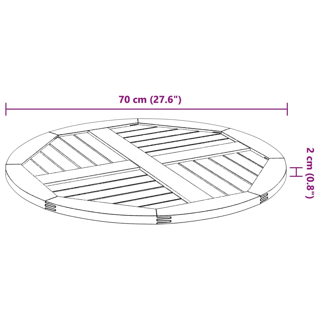 Tafelblad rond Ø 70x2 cm massief acaciahout is nu te koop bij PeponiXL, paradijselijk wonen!