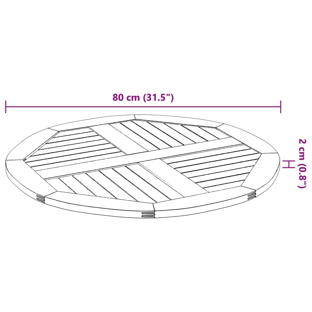 Tafelblad rond Ø 80x2,2 cm massief acaciahout is nu te koop bij PeponiXL, paradijselijk wonen!