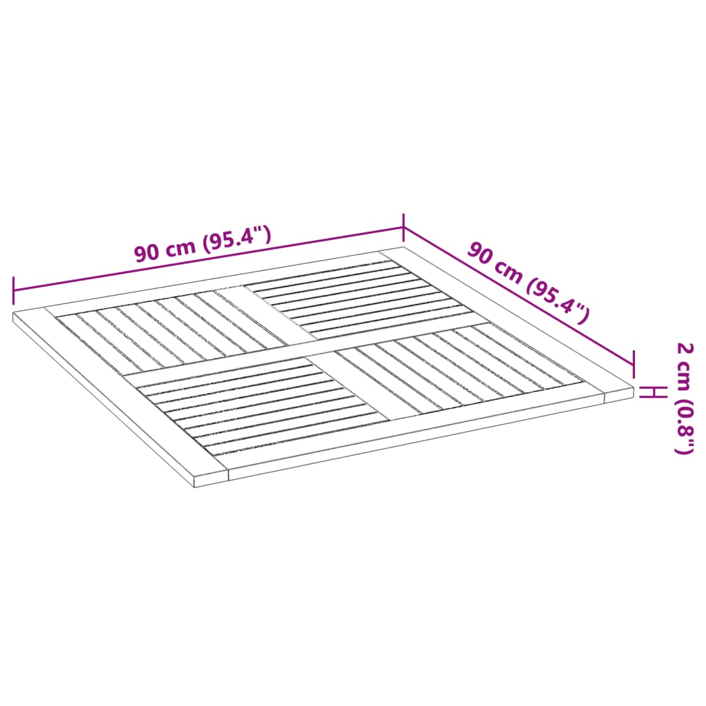 Tafelblad vierkant 90x90x2,2 cm massief acaciahout is nu te koop bij PeponiXL, paradijselijk wonen!