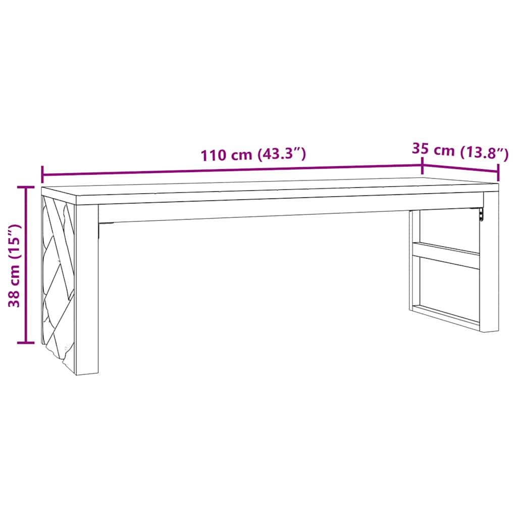 Salontafel 110x35x38 cm massief teakhout is nu te koop bij PeponiXL, paradijselijk wonen!