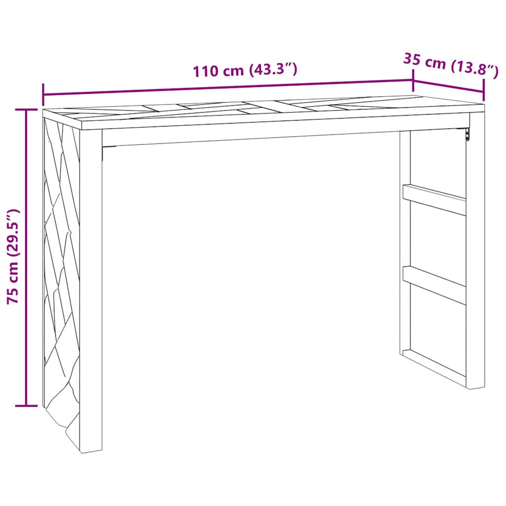 Wandtafel 110x35x75 cm massief teakhout is nu te koop bij PeponiXL, paradijselijk wonen!