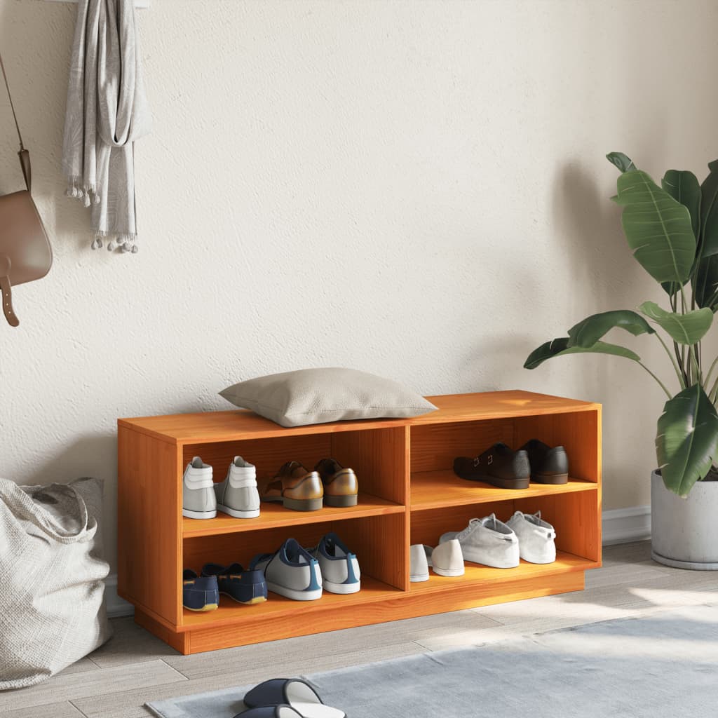 Schoenenkast 110x34x45 cm massief grenenhout wasbruin is nu te koop bij PeponiXL, paradijselijk wonen!