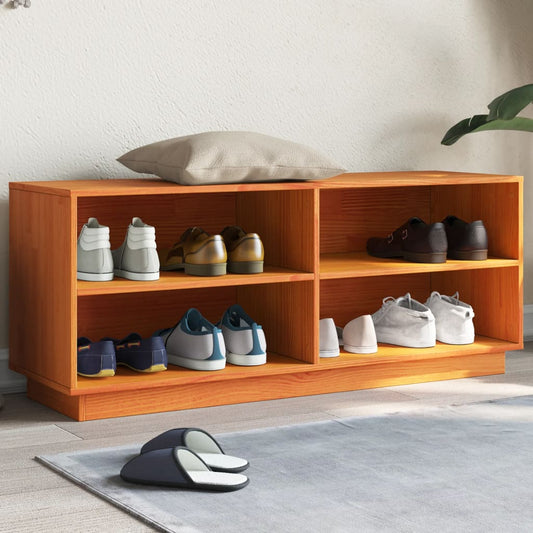 Schoenenkast 110x34x45 cm massief grenenhout wasbruin is nu te koop bij PeponiXL, paradijselijk wonen!