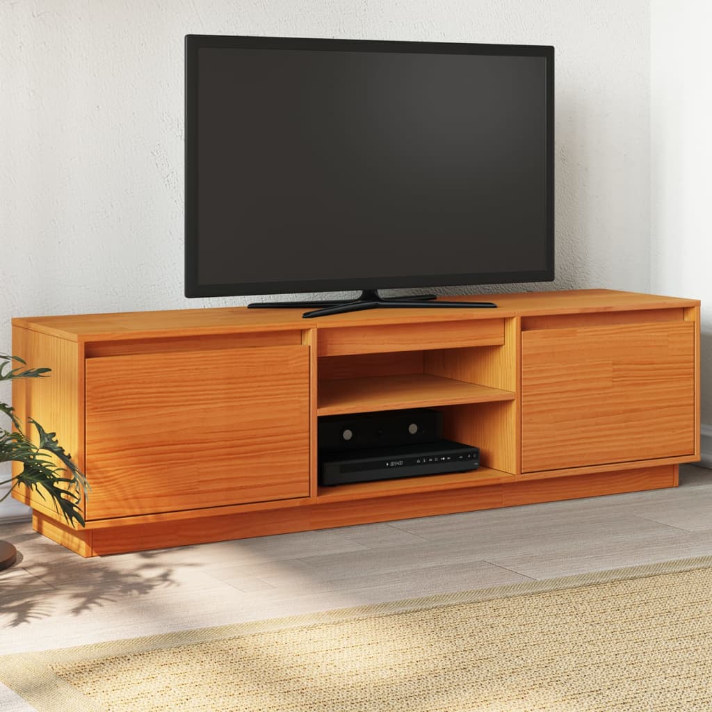 Tv-meubel 140x35x40 cm massief grenenhout wasbruin is nu te koop bij PeponiXL, paradijselijk wonen!