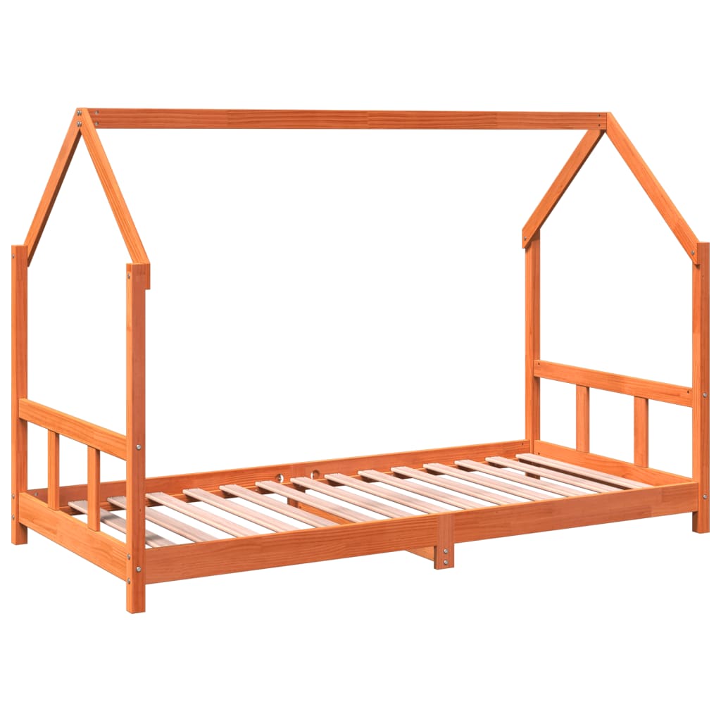 Kinderbedframe massief grenenhout wasbruin 90x190 cm is nu te koop bij PeponiXL, paradijselijk wonen!