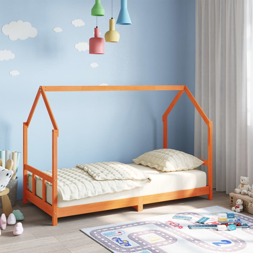 Kinderbedframe massief grenenhout wasbruin 90x190 cm is nu te koop bij PeponiXL, paradijselijk wonen!