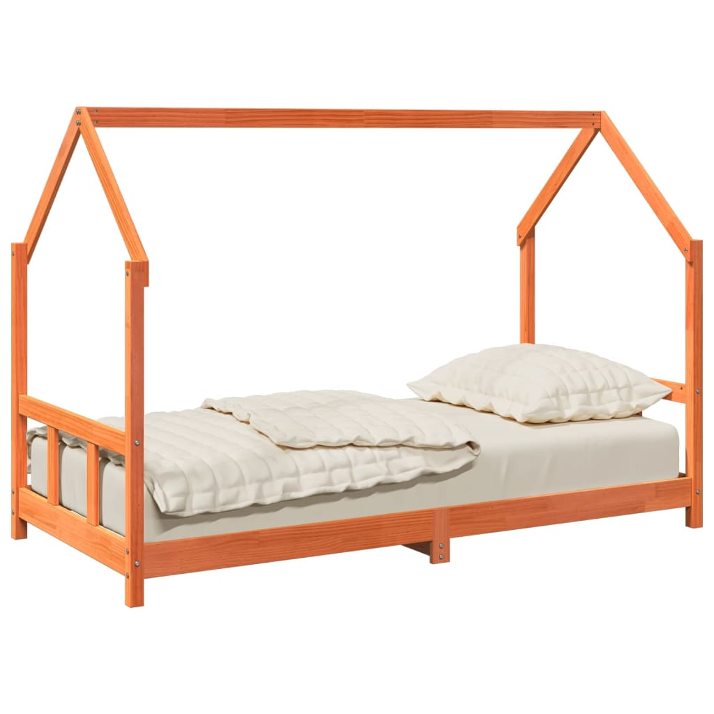 Kinderbedframe massief grenenhout wasbruin 90x190 cm is nu te koop bij PeponiXL, paradijselijk wonen!