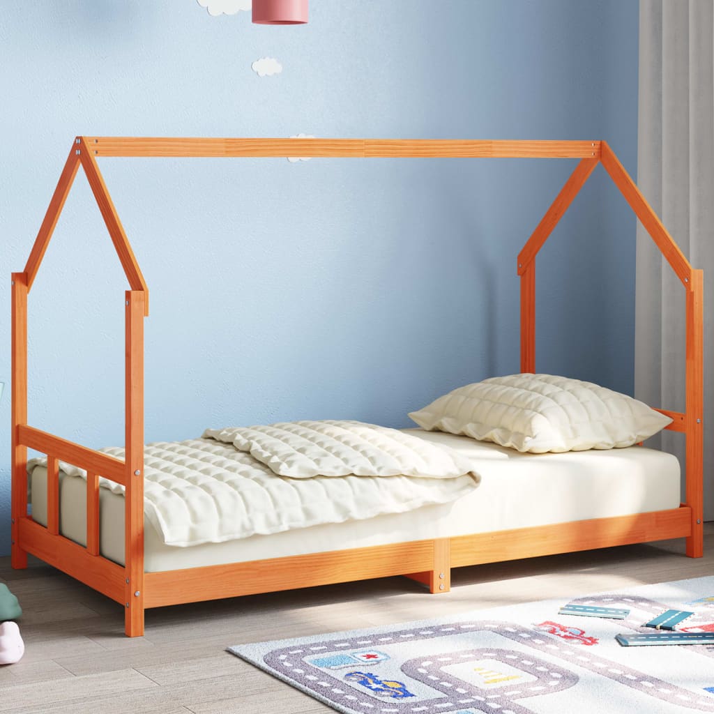 Kinderbedframe massief grenenhout wasbruin 90x190 cm is nu te koop bij PeponiXL, paradijselijk wonen!