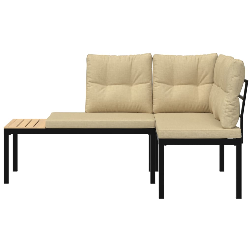 Tuinbanken met kussens 2 st gepoedercoat staal zwart is nu te koop bij PeponiXL, paradijselijk wonen!