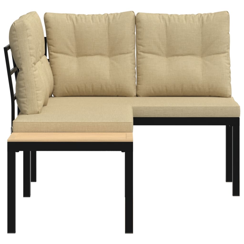 Tuinbanken met kussens 2 st gepoedercoat staal zwart is nu te koop bij PeponiXL, paradijselijk wonen!