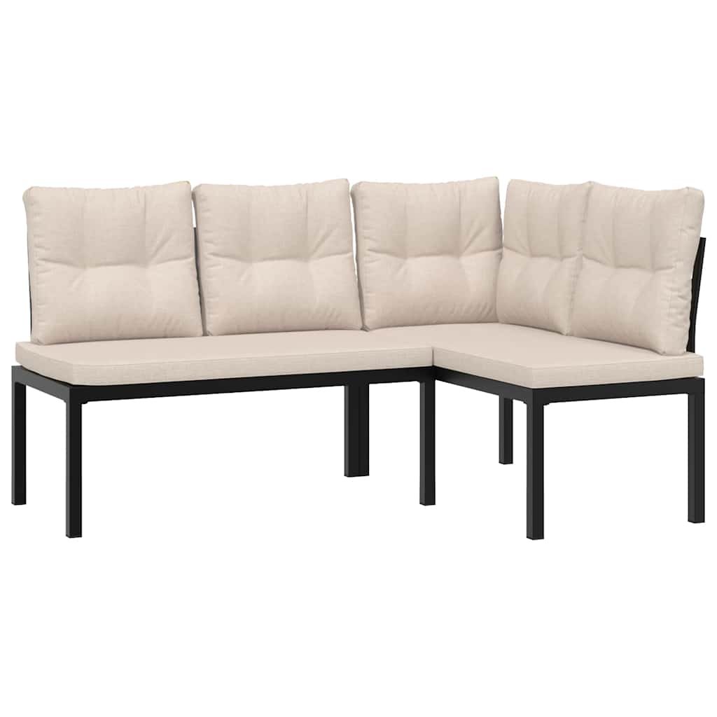 Tuinbanken met kussens 2 st gepoedercoat staal zwart is nu te koop bij PeponiXL, paradijselijk wonen!