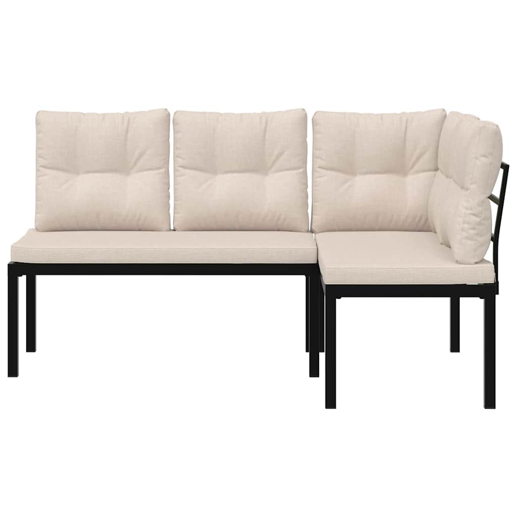 Tuinbanken met kussens 2 st gepoedercoat staal zwart is nu te koop bij PeponiXL, paradijselijk wonen!