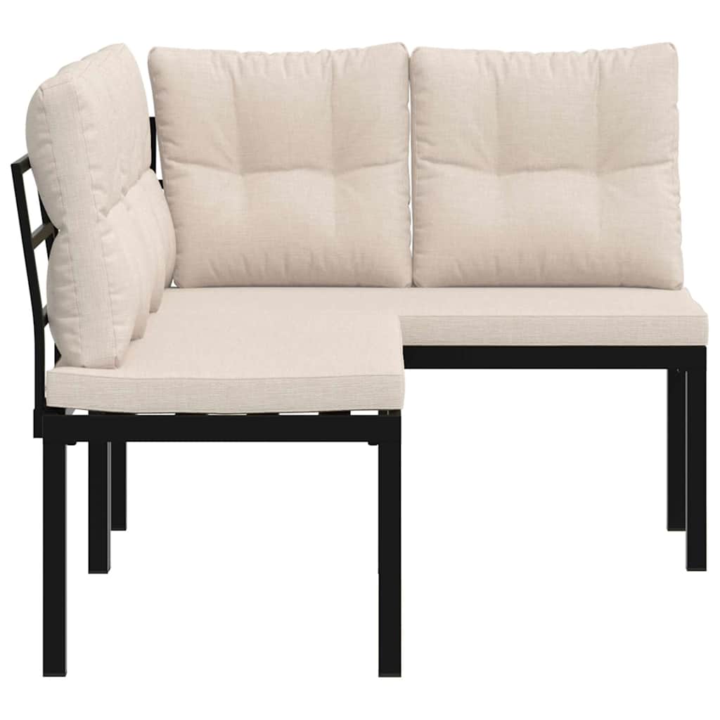 Tuinbanken met kussens 2 st gepoedercoat staal zwart is nu te koop bij PeponiXL, paradijselijk wonen!