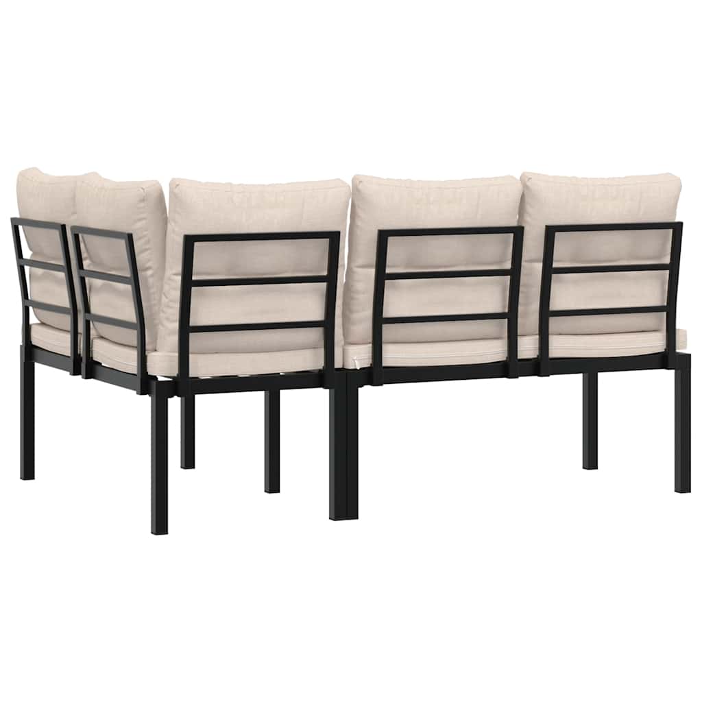 Tuinbanken met kussens 2 st gepoedercoat staal zwart is nu te koop bij PeponiXL, paradijselijk wonen!