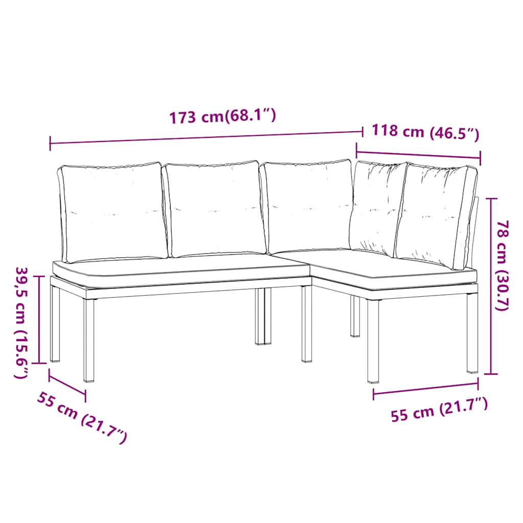 Tuinbanken met kussens 2 st gepoedercoat staal zwart is nu te koop bij PeponiXL, paradijselijk wonen!