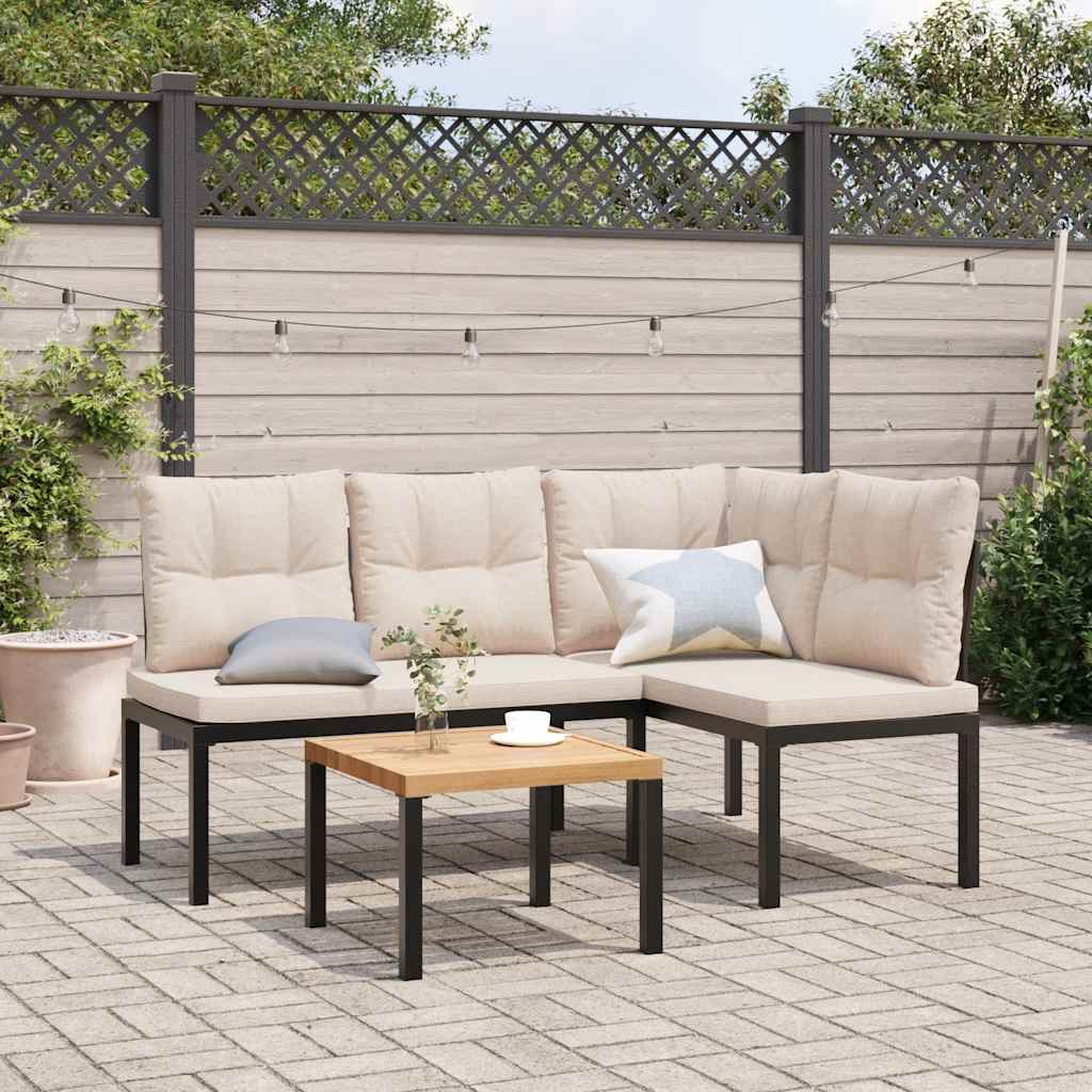 Tuinbanken met kussens 2 st gepoedercoat staal zwart is nu te koop bij PeponiXL, paradijselijk wonen!