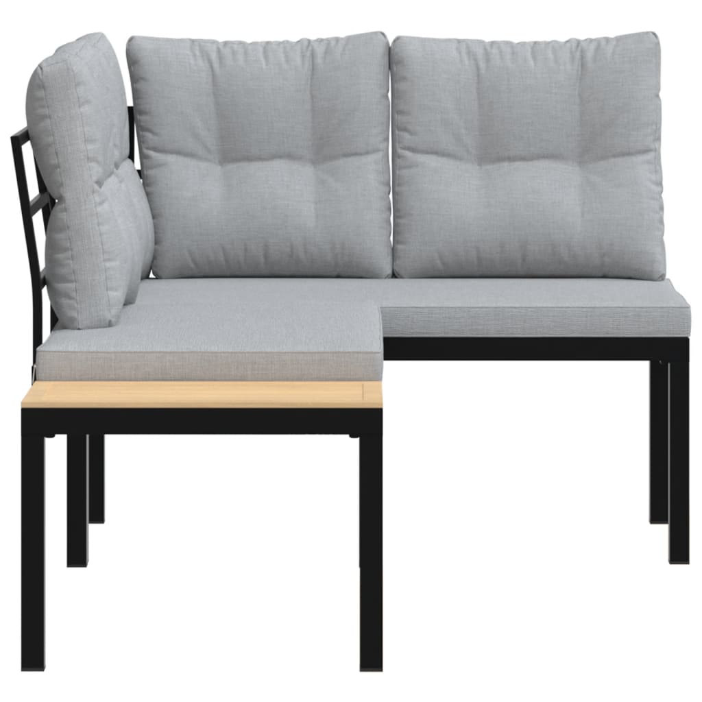 Tuinbanken met kussens 2 st gepoedercoat staal zwart is nu te koop bij PeponiXL, paradijselijk wonen!