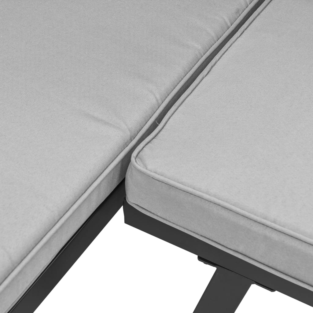 Tuinbanken met kussens 2 st gepoedercoat staal zwart is nu te koop bij PeponiXL, paradijselijk wonen!