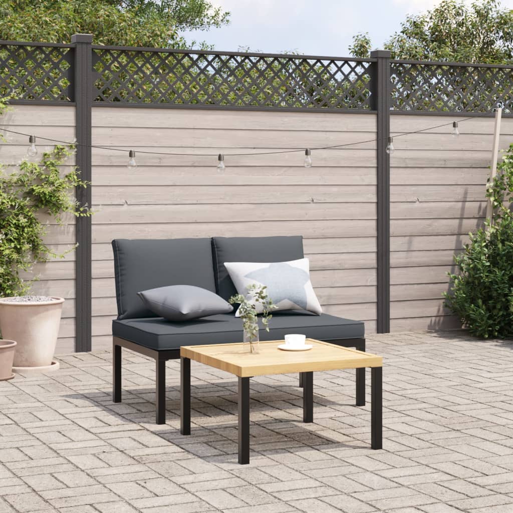 Tuinbank met kussens aluminium zwart is nu te koop bij PeponiXL, paradijselijk wonen!