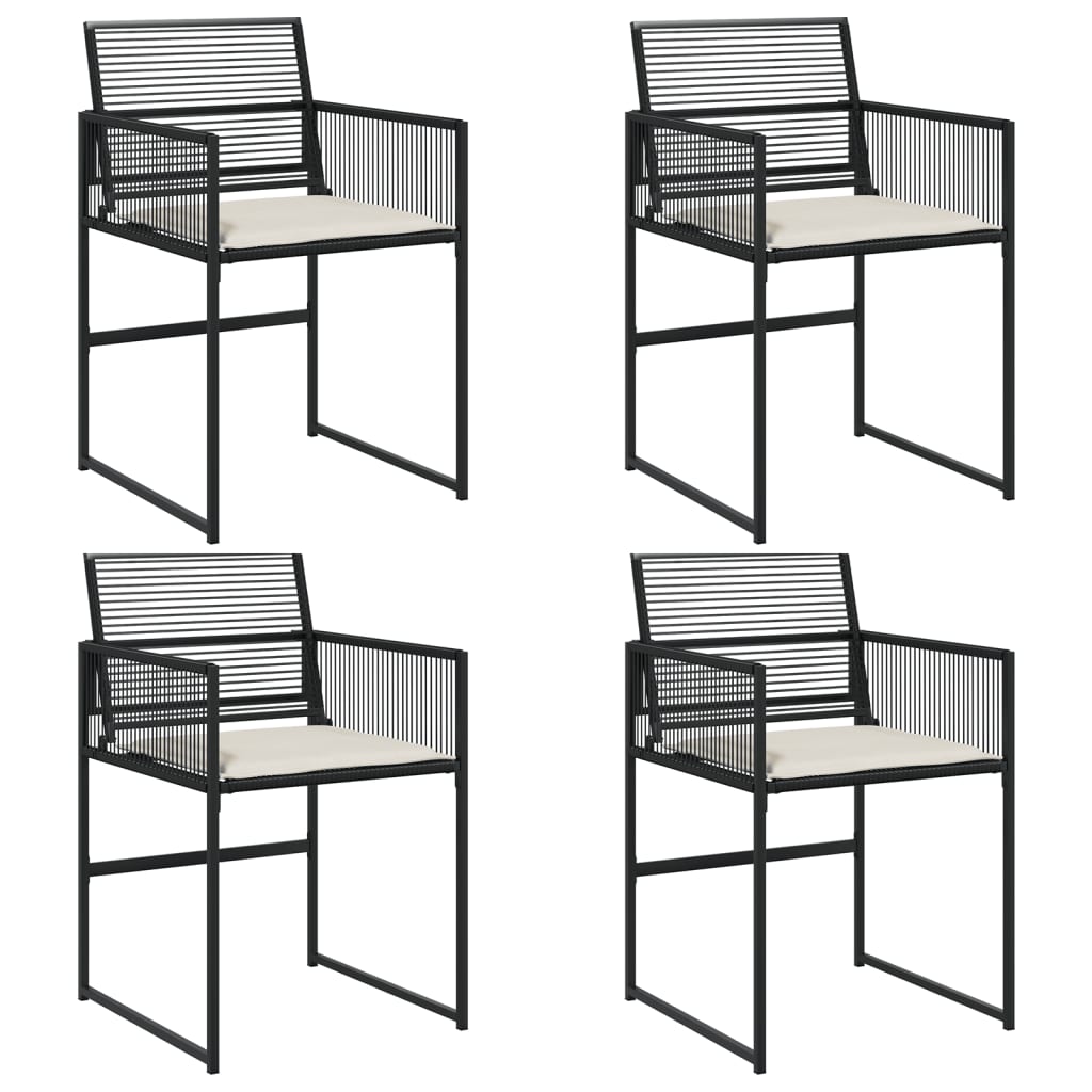 Tuinstoelen 4 st met kussens poly rattan zwart is nu te koop bij PeponiXL, paradijselijk wonen!