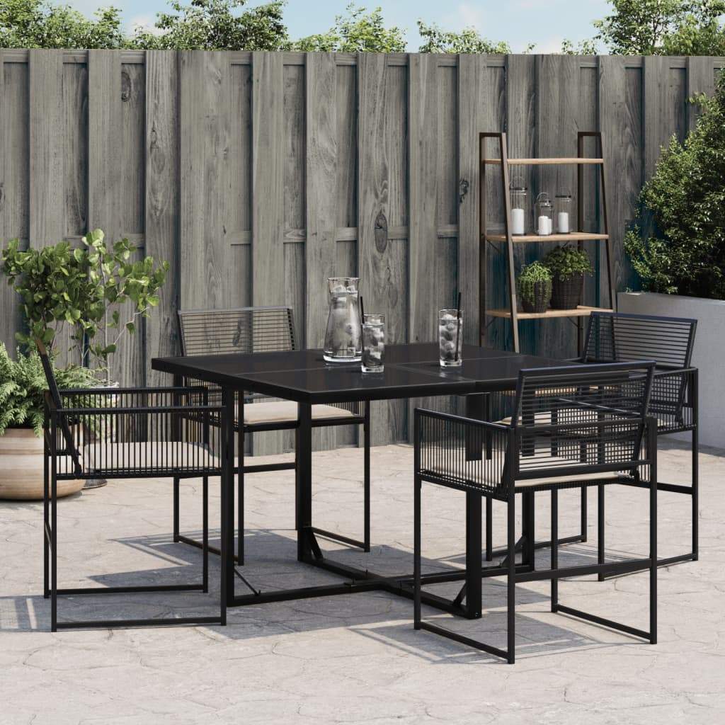Tuinstoelen 4 st met kussens poly rattan zwart is nu te koop bij PeponiXL, paradijselijk wonen!