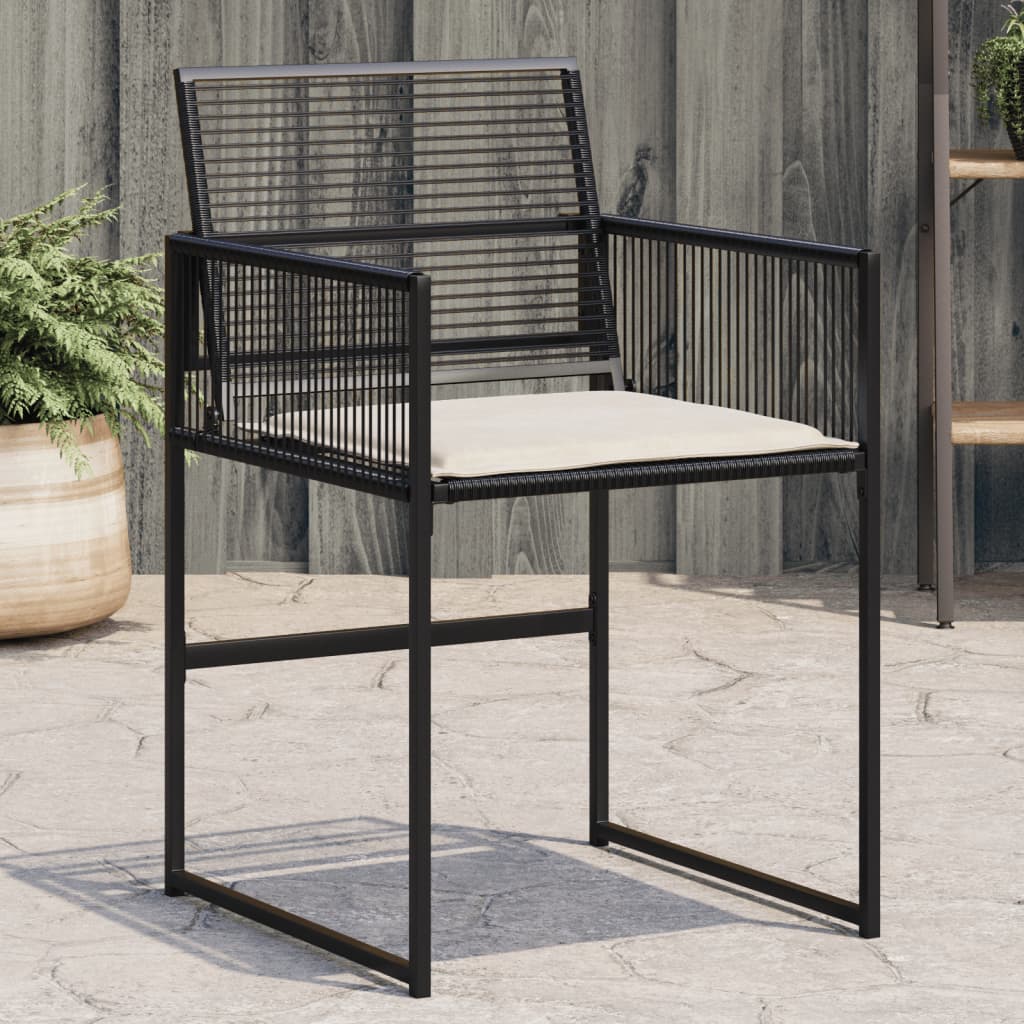 Tuinstoelen 4 st met kussens poly rattan zwart is nu te koop bij PeponiXL, paradijselijk wonen!
