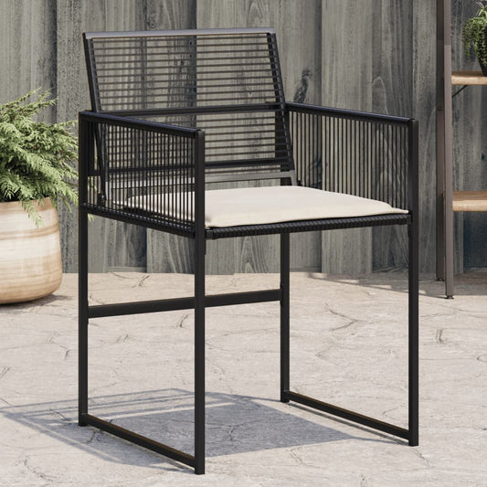 Tuinstoelen 4 st met kussens poly rattan zwart is nu te koop bij PeponiXL, paradijselijk wonen!