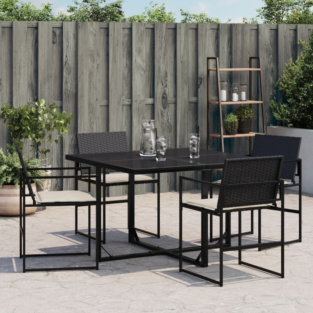 Tuinstoelen 4 st met kussens poly rattan zwart is nu te koop bij PeponiXL, paradijselijk wonen!