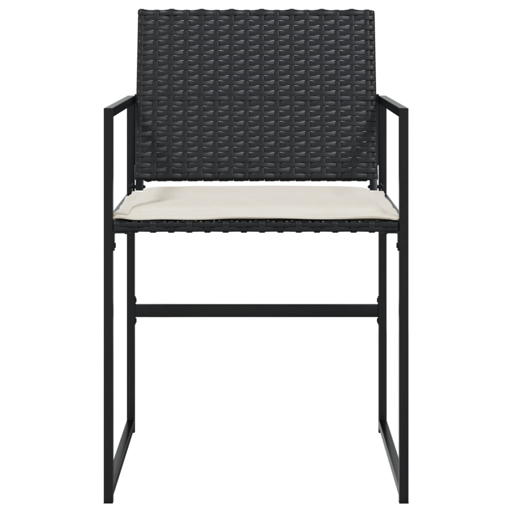 Tuinstoelen 4 st met kussens poly rattan zwart is nu te koop bij PeponiXL, paradijselijk wonen!