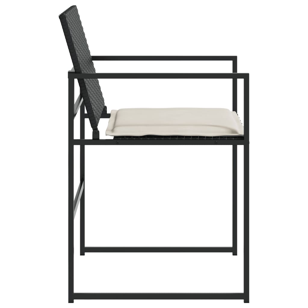 Tuinstoelen 4 st met kussens poly rattan zwart is nu te koop bij PeponiXL, paradijselijk wonen!