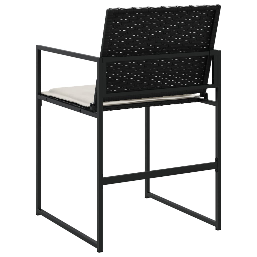 Tuinstoelen 4 st met kussens poly rattan zwart is nu te koop bij PeponiXL, paradijselijk wonen!