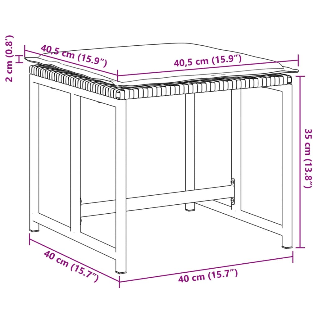 Tuinkrukken met kussens 4 st poly rattan zwart is nu te koop bij PeponiXL, paradijselijk wonen!