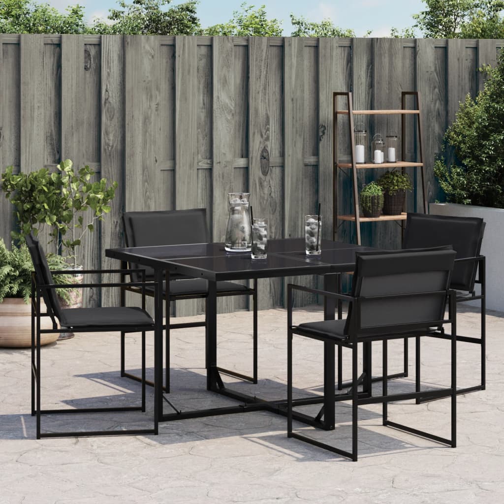 Tuinstoelen 4 st met kussens staal en textileen zwart is nu te koop bij PeponiXL, paradijselijk wonen!