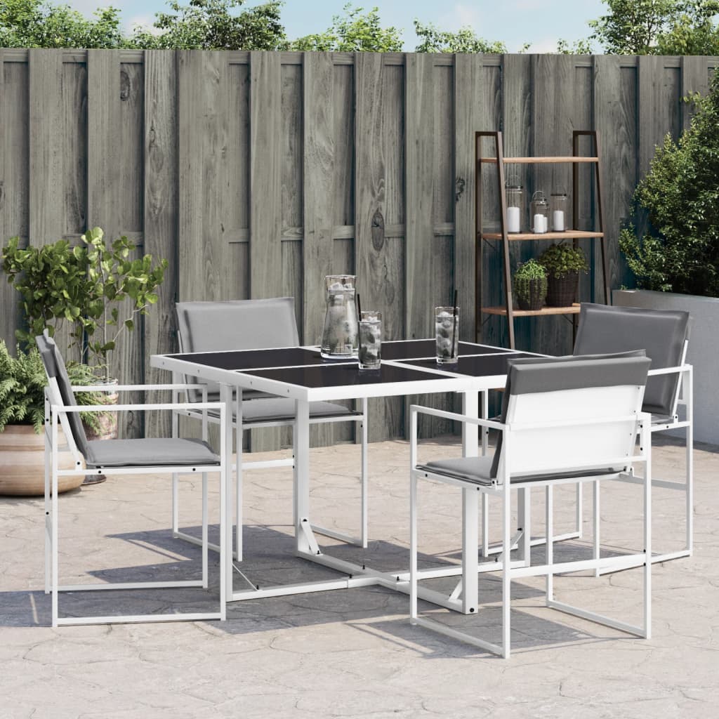 Tuinstoelen 4 st met kussens staal en textileen wit is nu te koop bij PeponiXL, paradijselijk wonen!