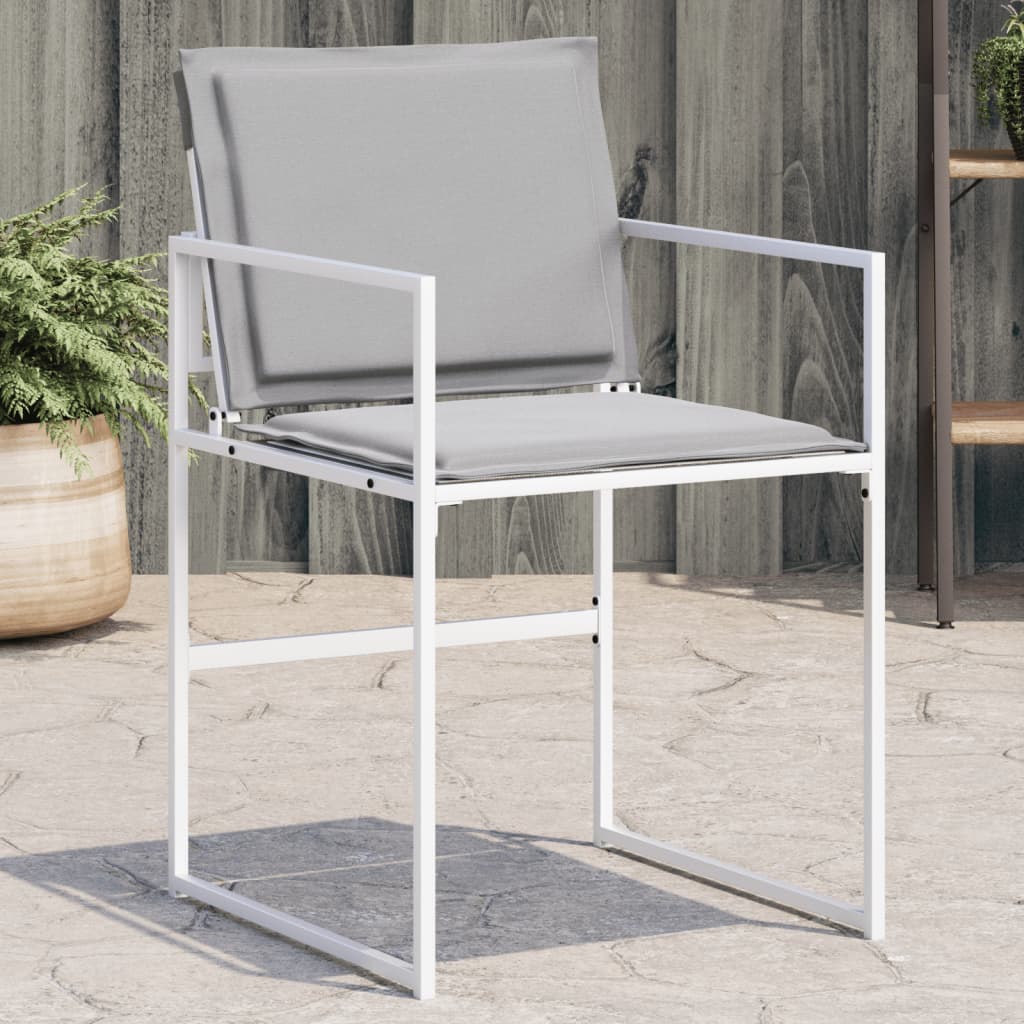 Tuinstoelen 4 st met kussens staal en textileen wit is nu te koop bij PeponiXL, paradijselijk wonen!