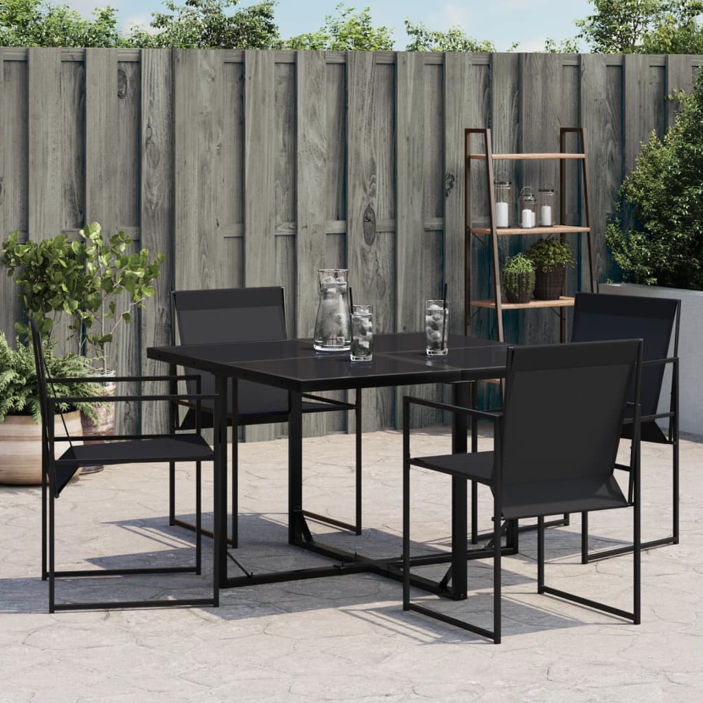 Tuinstoelen 4 st staal en textileen zwart is nu te koop bij PeponiXL, paradijselijk wonen!