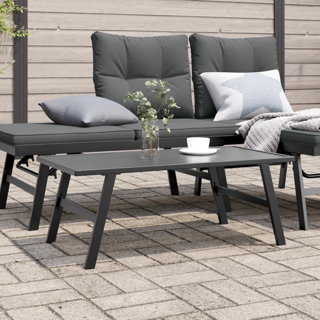 Tuintafeltje 90x45x35 cm gepoedercoat staal zwart is nu te koop bij PeponiXL, paradijselijk wonen!