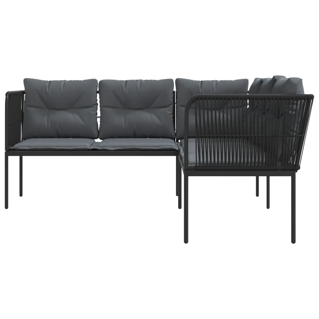 Tuinbank met kussens L-vormig staal en textileen zwart is nu te koop bij PeponiXL, paradijselijk wonen!