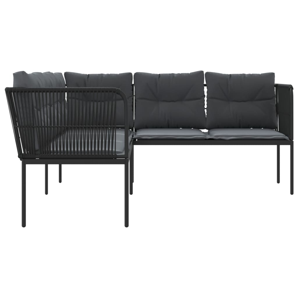 Tuinbank met kussens L-vormig staal en textileen zwart is nu te koop bij PeponiXL, paradijselijk wonen!