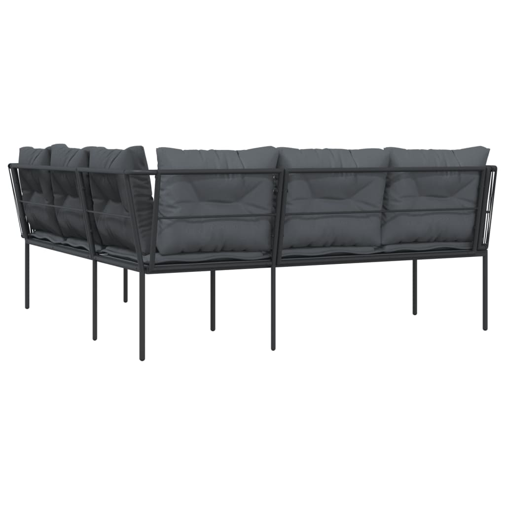 Tuinbank met kussens L-vormig staal en textileen zwart is nu te koop bij PeponiXL, paradijselijk wonen!