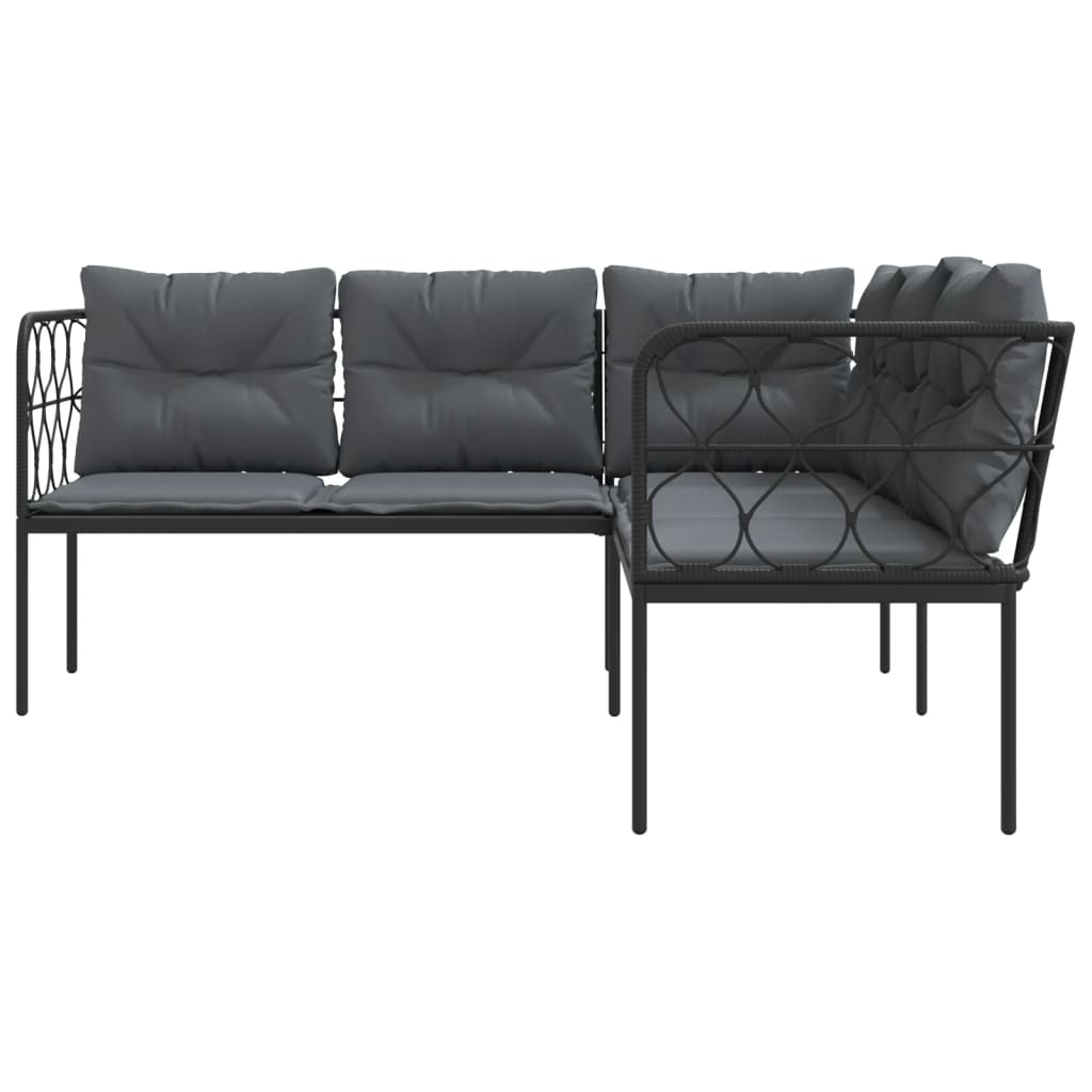 Tuinbank met kussens L-vormig staal en textileen zwart is nu te koop bij PeponiXL, paradijselijk wonen!
