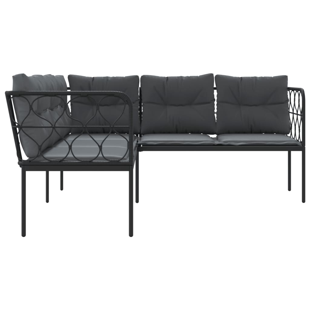 Tuinbank met kussens L-vormig staal en textileen zwart is nu te koop bij PeponiXL, paradijselijk wonen!