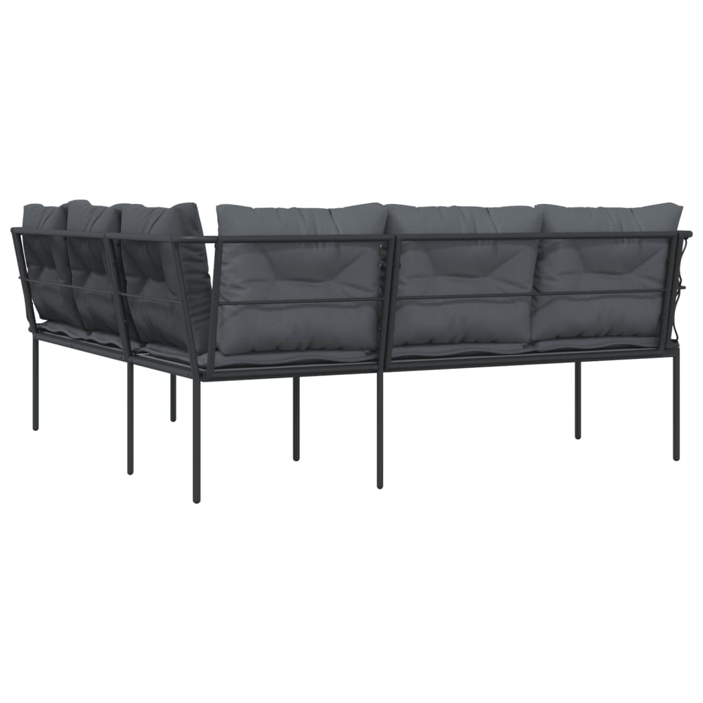 Tuinbank met kussens L-vormig staal en textileen zwart is nu te koop bij PeponiXL, paradijselijk wonen!