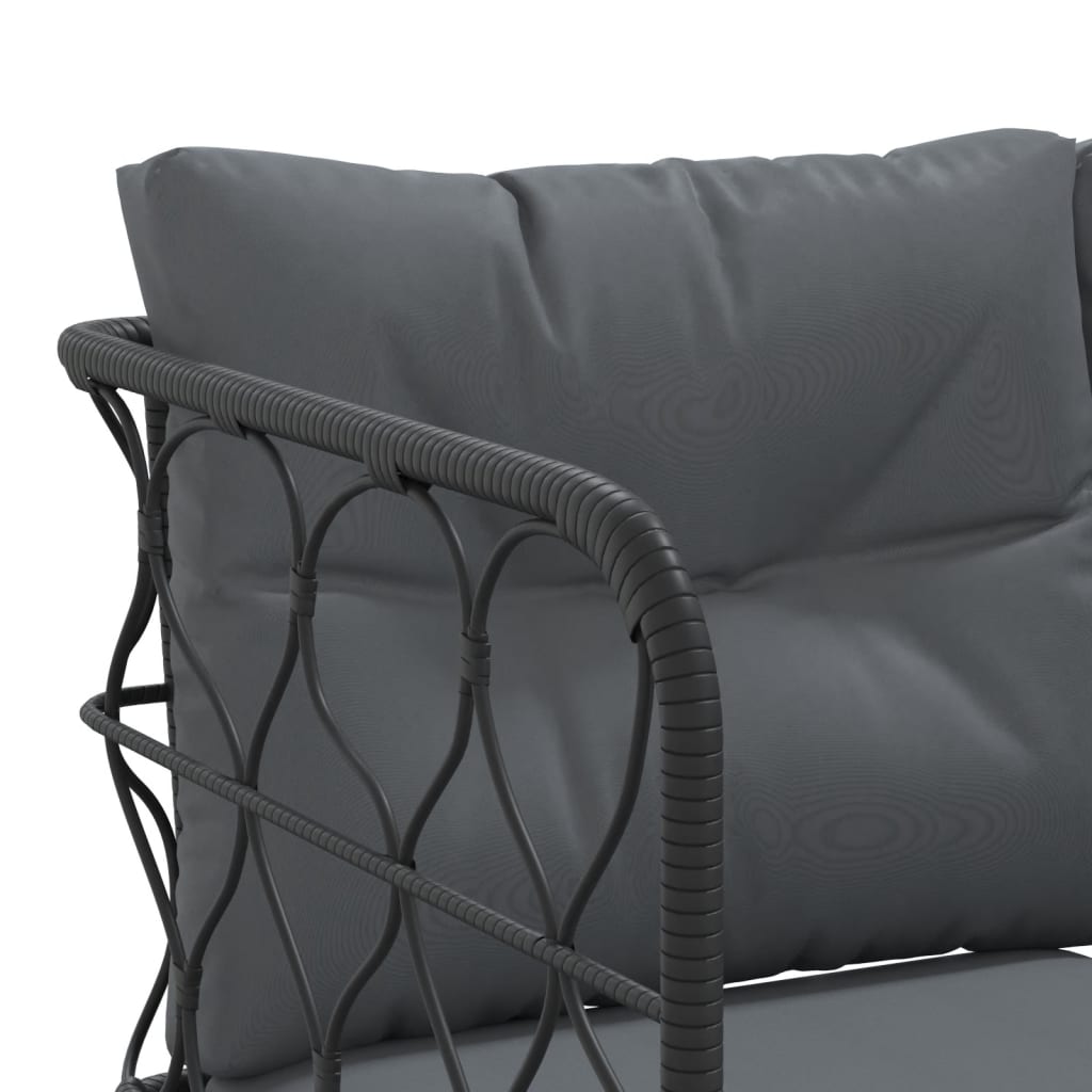 Tuinbank met kussens L-vormig staal en textileen zwart is nu te koop bij PeponiXL, paradijselijk wonen!