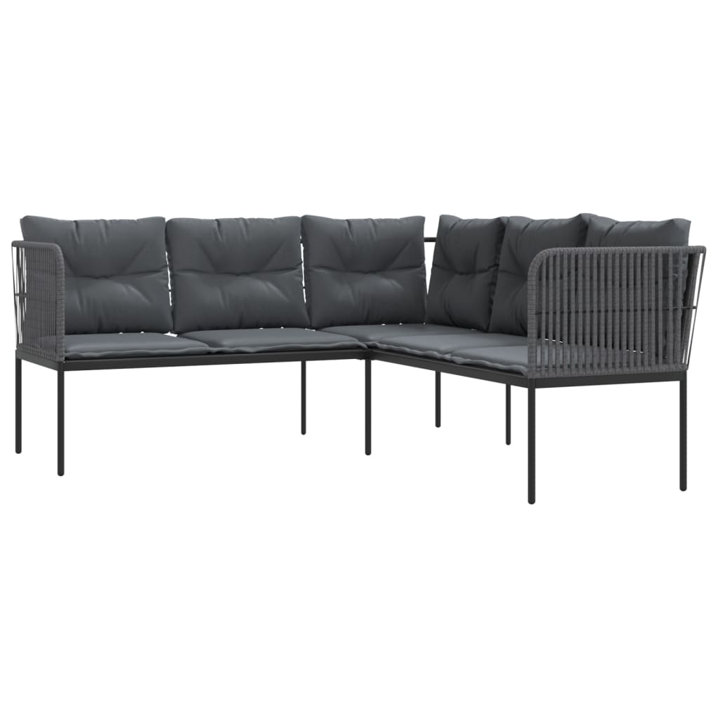 Tuinbank met kussens L-vormig staal en textileen zwart is nu te koop bij PeponiXL, paradijselijk wonen!