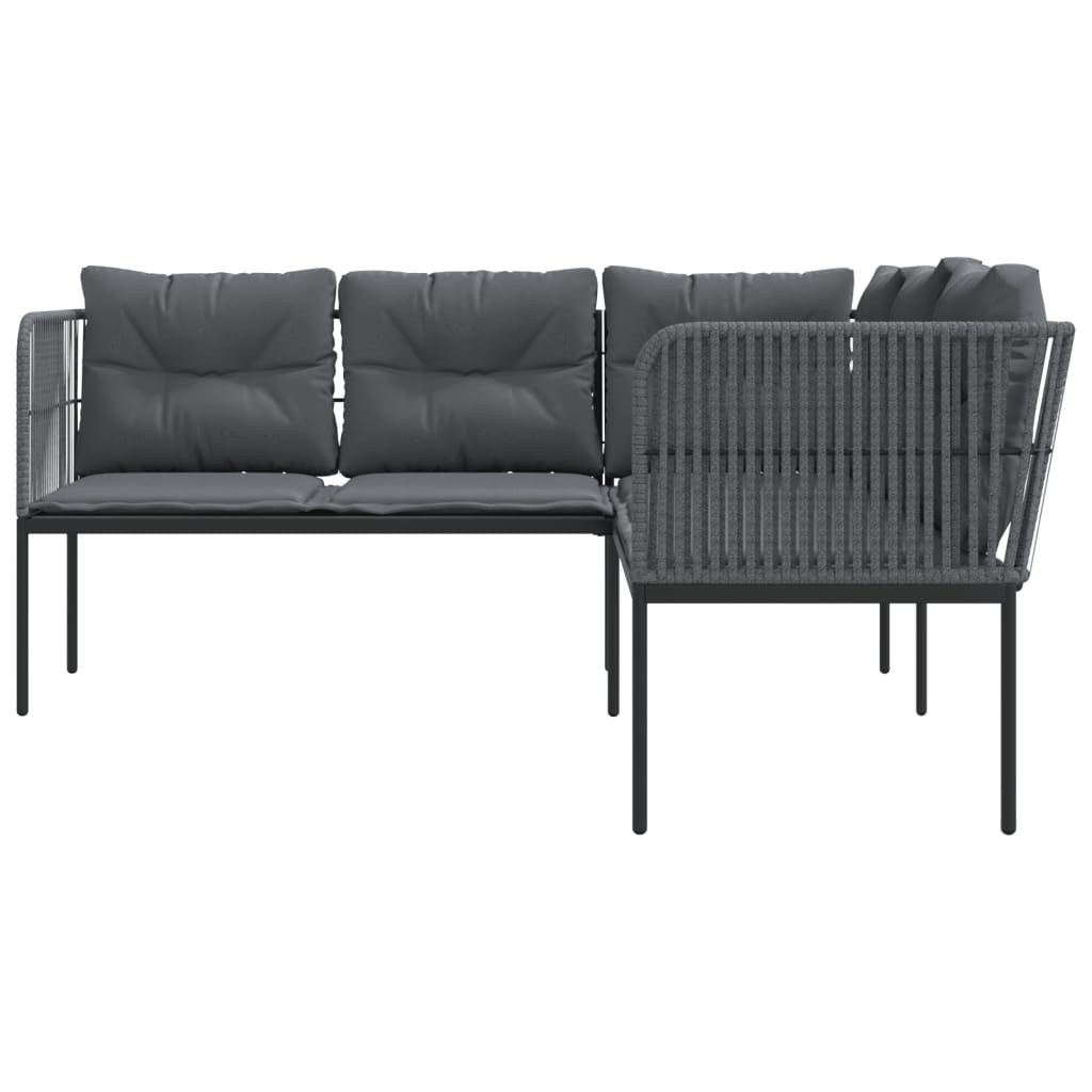 Tuinbank met kussens L-vormig staal en textileen zwart is nu te koop bij PeponiXL, paradijselijk wonen!