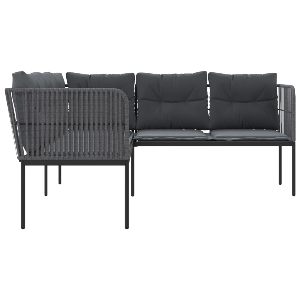 Tuinbank met kussens L-vormig staal en textileen zwart is nu te koop bij PeponiXL, paradijselijk wonen!